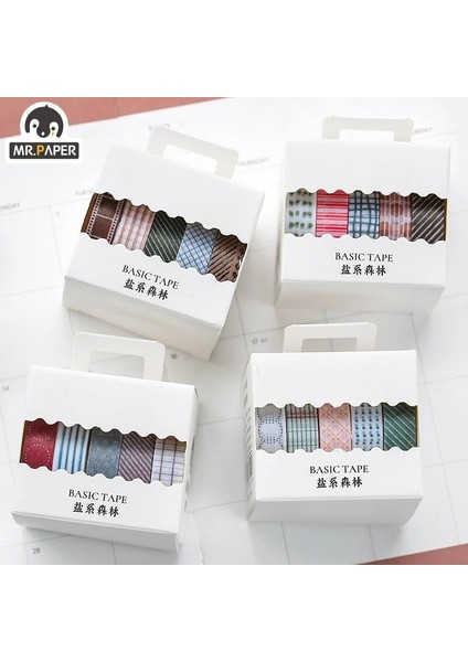 B Tarzı Mr.paper Box 8 Design Salt Forest Serisi Noktalar Renk Karalama Defteri Kesme Kuralı Washi Bant Deco Maskeleme Bantları (Yurt Dışından)