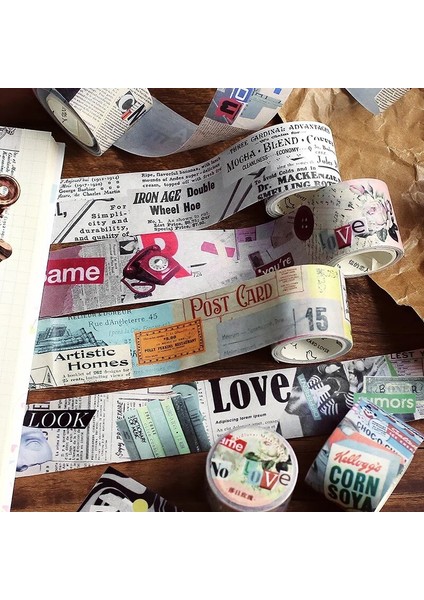 Gelinmiwu Tarzı Lot Dekoratif Yapışkan Bantlar Vintage Kolaj Dekoratif Scrapbooking Kendi Başına Yap Kağıdı Japon Çıkartmaları (Yurt Dışından)