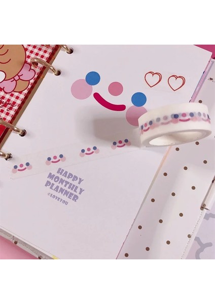 15MM x 5m A Stili Ins Sıcak Bulutlar Gülümseme Ayı ve Kağıt Yapışkan Bant Aşk Çiçek Kawaii Kore Washi Bant El Hesabı Dekoratif Bant Kırtasiye (Yurt Dışından)