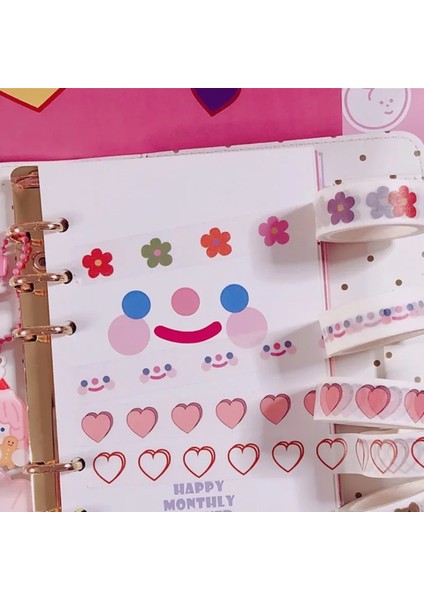15MM x 5m A Stili Ins Sıcak Bulutlar Gülümseme Ayı ve Kağıt Yapışkan Bant Aşk Çiçek Kawaii Kore Washi Bant El Hesabı Dekoratif Bant Kırtasiye (Yurt Dışından)