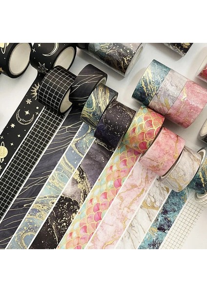 No.6 Tarzı 3 Rollsset Altın Folyo Washi Bant Eski Maskeleme Bandı Çıkartmalar Için Dekoratif Yapışkan Bant Scrapbooking Dergisi Sanat ve El Sanatları (Yurt Dışından)