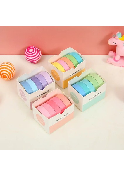 B Tarzı Çok Renkli Macaron Morandi Renkli Washi Kağıt Maskeleme Bandı Scrapbooking Dekorasyon Dergisi Dıy Malzeme Için Set (Yurt Dışından)