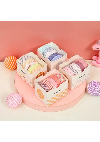 B Tarzı Çok Renkli Macaron Morandi Renkli Washi Kağıt Maskeleme Bandı Scrapbooking Dekorasyon Dergisi Dıy Malzeme Için Set (Yurt Dışından)