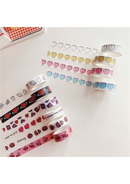 15MMX5M B Stili Ins Sıcak Satış Aşk Kek Desen Washi Bant El Hesabı Etiket Sızdırmazlık Etiketi Dekorasyon Kağıdı Maskeleme Bandı Kırtasiye (Yurt Dışından) fiyatları