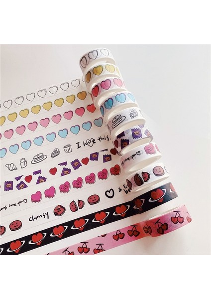 15MMX5M B Stili Ins Sıcak Satış Aşk Kek Desen Washi Bant El Hesabı Etiket Sızdırmazlık Etiketi Dekorasyon Kağıdı Maskeleme Bandı Kırtasiye (Yurt Dışından) fırsatları