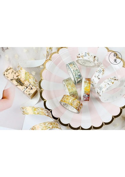 K Tarzı Mavi Altın Dalga Folyo Washi Bant Dıy Dekorasyon Scrapbooking Planlayıcısı Maskeleme Bandı Yapışkan Bant Etiket Etiket Kırtasiye (Yurt Dışından)
