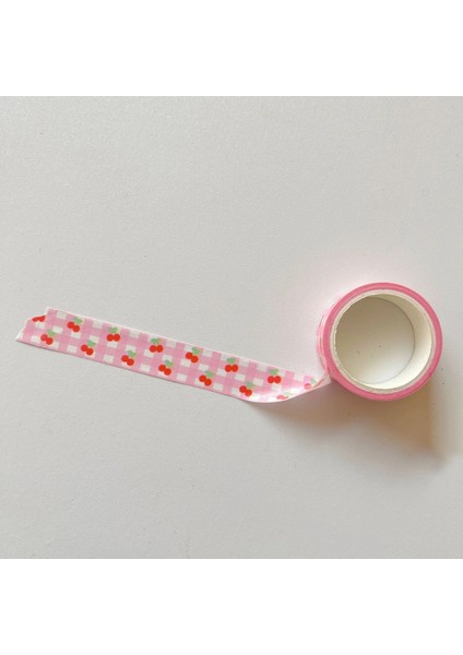 1 Adet D Tarzı K Izgara Kiraz Çiçeği Washi Bant Dekoratif Yapışkan Bant Renkli Maskeleme Bandı Sticker Scrapbooking Dıy Kırtasiye Bandı (Yurt Dışından)