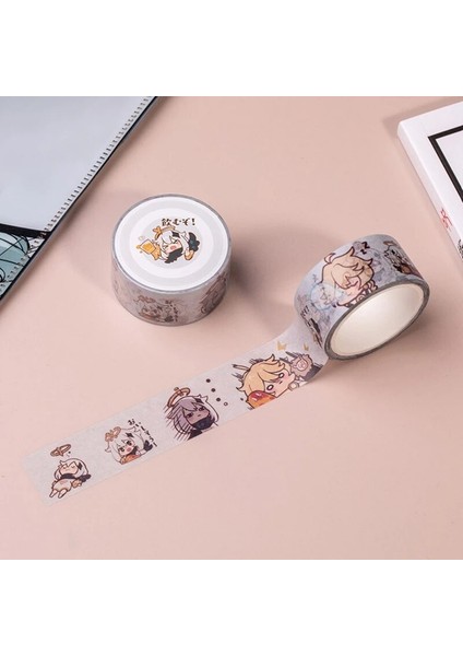 OSS17365H01 Stili Yeni 2cm * 5m Anime Ge Impact Venti Zhongli Dıy Maskeleme Yapıştırıcı Washi Bantlar Çıkartmalar Okul Kırtasiye Cosplay Oyuncaklar (Yurt Dışından)