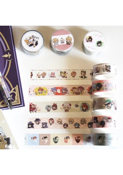 OSS17365H01 Stili Yeni 2cm * 5m Anime Ge Impact Venti Zhongli Dıy Maskeleme Yapıştırıcı Washi Bantlar Çıkartmalar Okul Kırtasiye Cosplay Oyuncaklar (Yurt Dışından) indirimleri