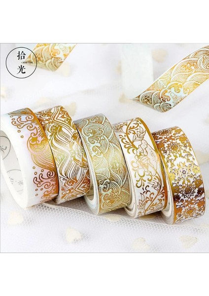 L Tarzı Mavi Altın Dalga Folyo Washi Bant Dıy Dekorasyon Scrapbooking Planlayıcısı Maskeleme Bandı Yapışkan Bant Etiket Etiket Kırtasiye (Yurt Dışından)