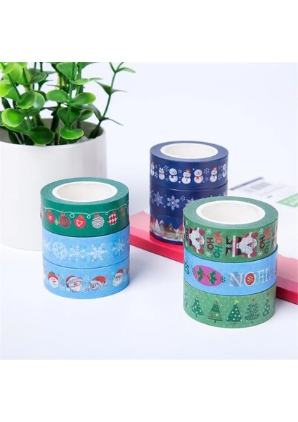 Bir Stil 15MM x Kar Geyiği Noel Ağacı Dekoratif Washi Bant Dıy Scrapbooking Maskeleme Bandı Okul Ofis Tedarik (Yurt Dışından)