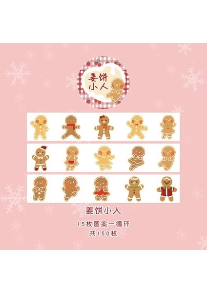 C Stili Merry Christmas Karikatür Maskeleme Washi Bant Kalıp Kesme Dekoratif Yapışkan Bant Diy Scrapbooking Sticker Etiket Kırtasiye (Yurt Dışından)