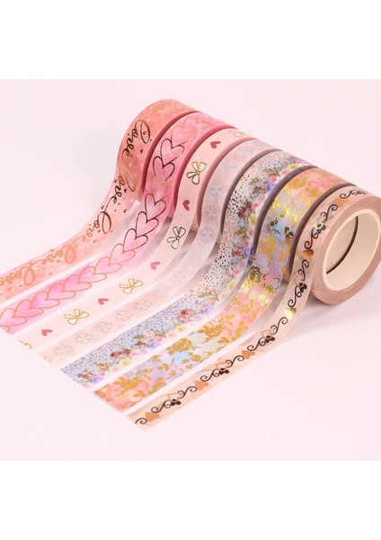 Bifeng Shop No.15 Tarzı Altın Folyo Kalp Washi Bant Sevgililer Günü Maskeleme Bandı Scrapbooking Kawaii Aşk Çiçek Dekoratif Bant Sabit Malzemeler (Yurt Dışından)