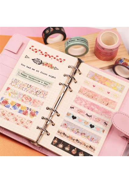 Bifeng Shop No.15 Tarzı Altın Folyo Kalp Washi Bant Sevgililer Günü Maskeleme Bandı Scrapbooking Kawaii Aşk Çiçek Dekoratif Bant Sabit Malzemeler (Yurt Dışından)