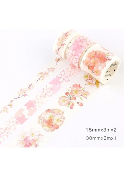 Bir Stil 3pcsbox Sakura Çiçek Washi Bant Sticker Dıy Scrapbooking Geniş Maskeleme Bandı Dekoratif Kendinden Yapışkanlı Çıkartmalar Kawaii Kırtasiye (Yurt Dışından)