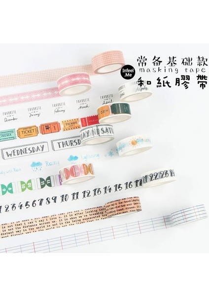 No.8 Stili *7m Seyahat Serisi Kağıt Washi Bant Dantel Izgara Hafta Numarası Memo Kırtasiye Dekoratif Yapışkanlı Maskeleme Bandı Hafta Sticker (Yurt Dışından) fiyatları