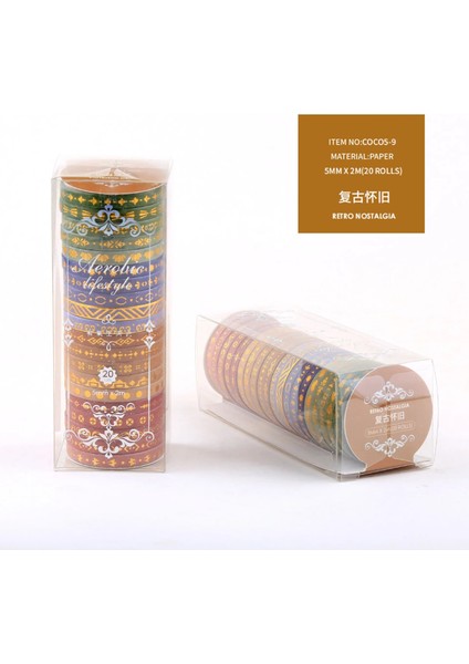 No.9 Tarzı Washi Bant Seti Altın Varak Dekoratif Yapışkan Bant Scrapbooking Şeritler Günlüğü Dekorasyon Kawaii Kırtasiye Maskeleme Bandı (Yurt Dışından)