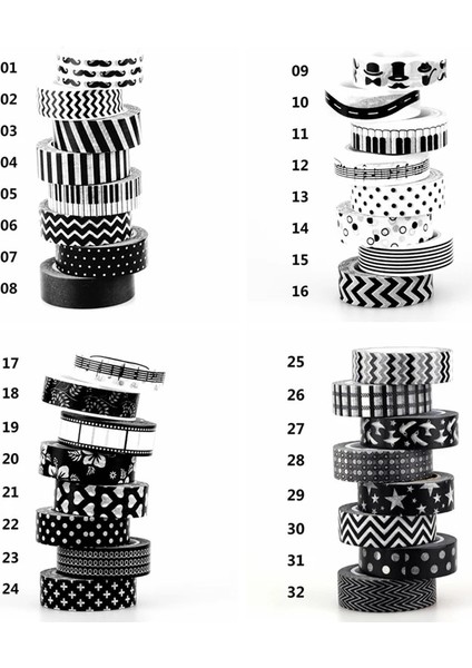 NO.773 Stili 15MM * 10M Dekoratif Siyah ve Beyaz Japon Washi Bant Seti Yapışkan Bant Dıy Scrapbooking Kağıt Fotoğraf Albümü Maskeleme Bandı (Yurt Dışından) modelleri