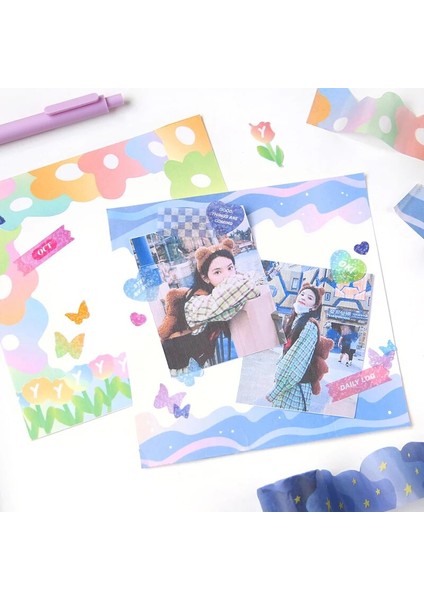 No.2 Tarzı Kore Ins Çiçek Kelebek Washi Bant Yaratıcı Ebru Sızdırmazlık Etiket Kartı Fotoğraf Kırtasiye Dekoratif Bantlar Okul Malzemeleri (Yurt Dışından) indirimleri