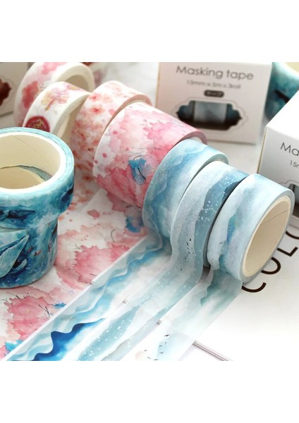 C Stili Japon Dekoratif Deco Kağıt Çiçek Çiçek Kiraz Çiçeği Maskeleme Washi Bant Seti Çıkartmalar El Sanatları ve Scrapbooking (Yurt Dışından) fiyatları