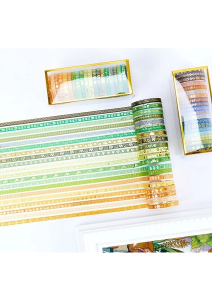 Bir Stil 20 Rulo Washi Bant Seti Folyo Altın Ince Dekoratif Maskeleme Washi Bantlar Scrapbooking Hediye Paketleme Için 2mm Geniş Diy Kağıt Bant (Yurt Dışından)