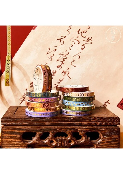 Bir Stil 20 Rulo Washi Bant Seti Folyo Altın Ince Dekoratif Maskeleme Washi Bantlar Scrapbooking Hediye Paketleme Için 2mm Geniş Diy Kağıt Bant (Yurt Dışından)