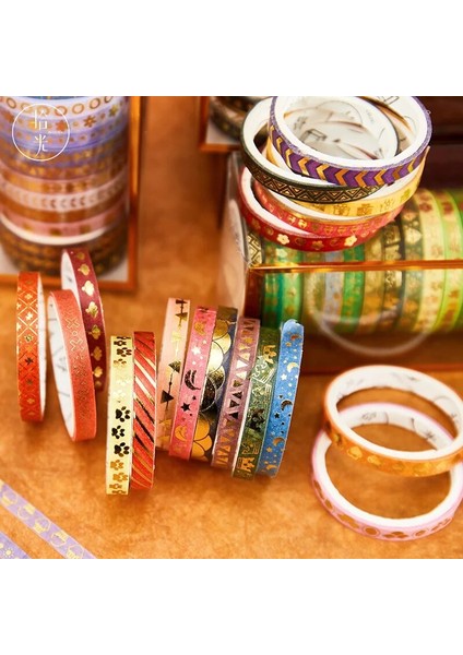 Bir Stil 20 Rulo Washi Bant Seti Folyo Altın Ince Dekoratif Maskeleme Washi Bantlar Scrapbooking Hediye Paketleme Için 2mm Geniş Diy Kağıt Bant (Yurt Dışından)