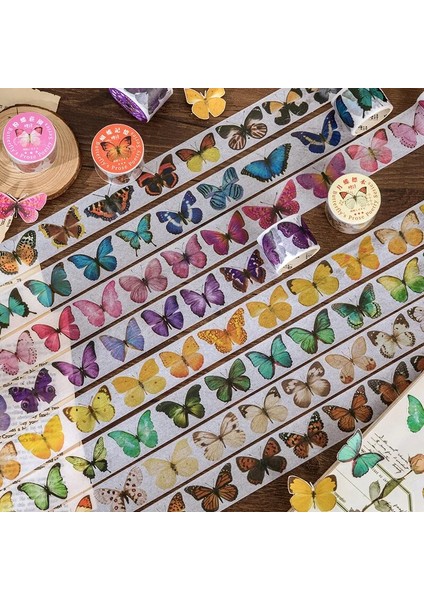 G Tarzı Vintage Kelebek Washi Bantlar Karalama Defteri Diy El Sanatları Planlamacılar Hediye Paketleme Için Geniş Renkli Dekoratif Maskeleme Kağıt Bant (Yurt Dışından) modelleri