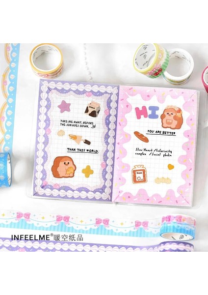 No.5 Tarzı 8 Rollset Kawaii Washi Bantlar Set Dekoratif Maskeleme Bandı Diy Scrapbooking Albümü Günlüğü Etiket Etiket Sevimli Japon Kırtasiye (Yurt Dışından) modelleri