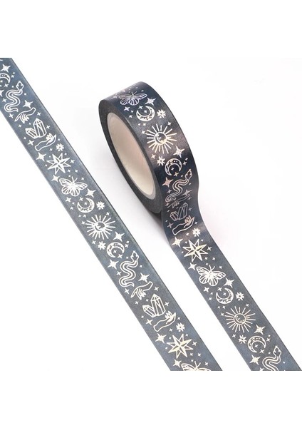 G255 Stili Sıcak 1 Adet Folyo Ay Ay Tutulması Yaprakları Izler Washi Bant 10 M Maskeleme Bantları Dekoratif Çıkartmalar Dıy Kırtasiye Ofis Malzemeleri (Yurt Dışından) fırsatları