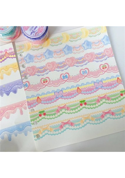 Desen 05 Stili 5 M Kore Sevimli Dantel Ilmek Krem Yapışkan Bant Kawaii Maskeleme Washi Bant Planlayıcısı El Hesabı Dıy Dekoratif Etiket Kırtasiye (Yurt Dışından)