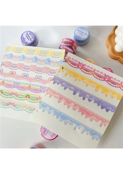 Desen 10 Stili 5 M Kore Sevimli Dantel Ilmek Krem Yapışkan Bant Kawaii Maskeleme Washi Bant Planlayıcısı El Hesabı Dıy Dekoratif Etiket Kırtasiye (Yurt Dışından)