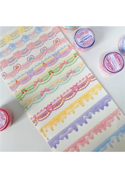 Desen 10 Stili 5 M Kore Sevimli Dantel Ilmek Krem Yapışkan Bant Kawaii Maskeleme Washi Bant Planlayıcısı El Hesabı Dıy Dekoratif Etiket Kırtasiye (Yurt Dışından)
