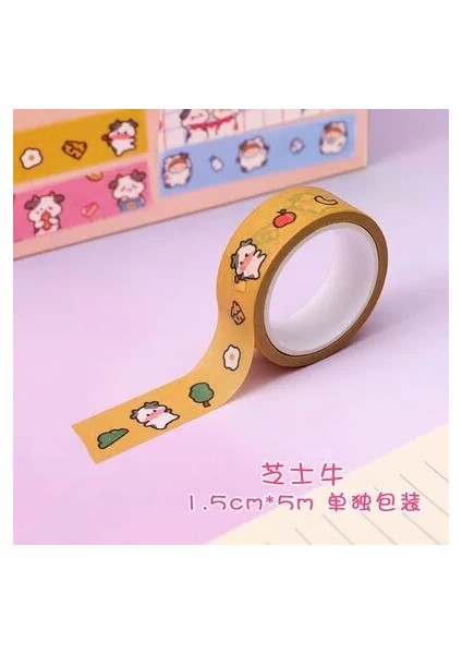 No.4 Tarzı Ute Buzağı Washi Bant Kawaii Maskeleme Karikatürler Renkli Bant Dekoratif Yapışkan Bant Sticker Karalama Defteri Günlüğü Kırtasiye (Yurt Dışından)