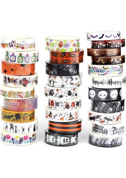 NO.650 Tarzı Yeni M Dekoratif Kafatası Iskeleti Kara Kedi Kabak Yarasa Örümcek Cadılar Bayramı Washi Bant Seti Planlayıcı Maskeleme Bandı Sevimli Kırtasiye (Yurt Dışından) fiyatları