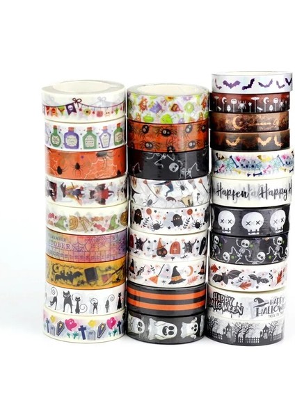 NO.650 Tarzı Yeni M Dekoratif Kafatası Iskeleti Kara Kedi Kabak Yarasa Örümcek Cadılar Bayramı Washi Bant Seti Planlayıcı Maskeleme Bandı Sevimli Kırtasiye (Yurt Dışından) modelleri