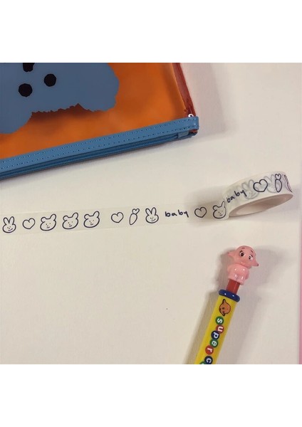 15MM x 5m Tuzi Stili Ins Satış Basit Sevimli Washi Bant Japonya El Kitabı Diy Dekoratif Maskeleme Bantları Sızdırmazlık Çıkartmaları Kawaii Karikatür Öğrenci Kırtasiye (Yurt Dışından)