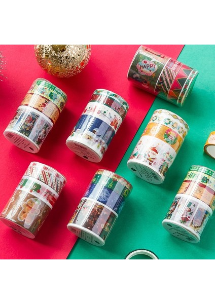 E Stili Ristmas Karnaval Maskeleme Washi Bant Retro Festivali Sanat Dekoratif Yapışkan Bant Diy Scrapbooking Sticker Etiket Kırtasiye (Yurt Dışından)