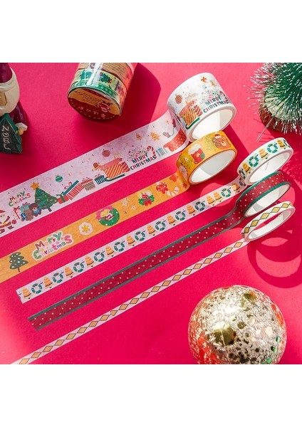 E Stili Ristmas Karnaval Maskeleme Washi Bant Retro Festivali Sanat Dekoratif Yapışkan Bant Diy Scrapbooking Sticker Etiket Kırtasiye (Yurt Dışından)