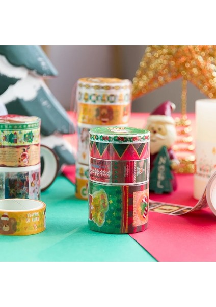 E Stili Ristmas Karnaval Maskeleme Washi Bant Retro Festivali Sanat Dekoratif Yapışkan Bant Diy Scrapbooking Sticker Etiket Kırtasiye (Yurt Dışından)