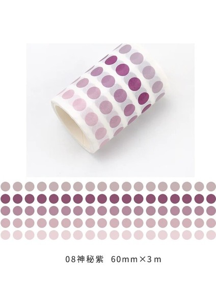No.8 Stili 60MM * 3m Renkli Noktalar Geniş Maskeleme Bantları Diy Scrapbooking Dergisi Günlüğü Defter Yapışkanlı Dekoratif Washi Bant Etiket Ruloları (Yurt Dışından)