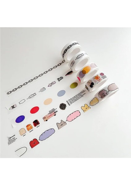 No.5 Tarzı Koreli Ins Basit Stil Karikatür Washi Bant Fotoğraf Kartı Sızdırmazlık Etiketi El Hesabı Yaratıcı Dekoratif Bant Kırtasiye 5m (Yurt Dışından) modelleri