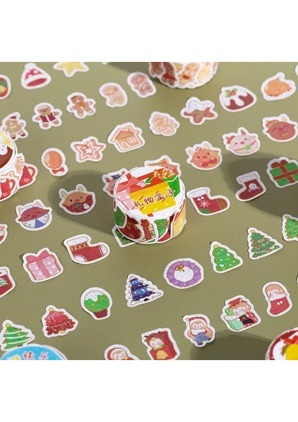 B Tarzı Merry Christmas Karikatür Maskeleme Washi Bant Kalıp Kesme Dekoratif Yapışkan Bant Diy Scrapbooking Sticker Etiket Kırtasiye (Yurt Dışından) fırsatları