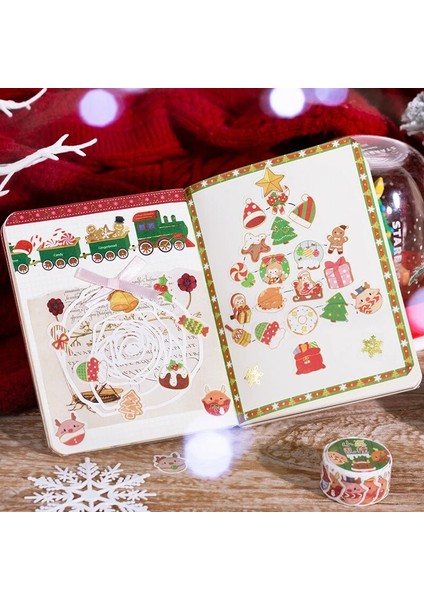 B Tarzı Merry Christmas Karikatür Maskeleme Washi Bant Kalıp Kesme Dekoratif Yapışkan Bant Diy Scrapbooking Sticker Etiket Kırtasiye (Yurt Dışından) indirimleri