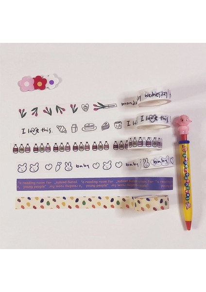 15MM x 5m Hua Stili Ins Satış Basit Sevimli Washi Bant Japonya El Kitabı Diy Dekoratif Maskeleme Bantları Sızdırmazlık Çıkartmaları Kawaii Karikatür Öğrenci Kırtasiye (Yurt Dışından) fiyatları