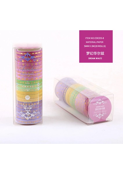 Bifeng Shop No.8 Stili Washi Bant Seti Altın Varak Dekoratif Yapışkan Bant Scrapbooking Şeritler Günlüğü Dekorasyon Kawaii Kırtasiye Maskeleme Bandı (Yurt Dışından)