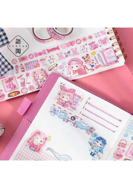 G Tarzı Kutu Sevimli Çilek Ayı Kız Maskeleme Washi Bant Dekoratif Pvc Yapışkan Bant Diy Scrapbooking Sticker Etiket Kırtasiye (Yurt Dışından) modelleri