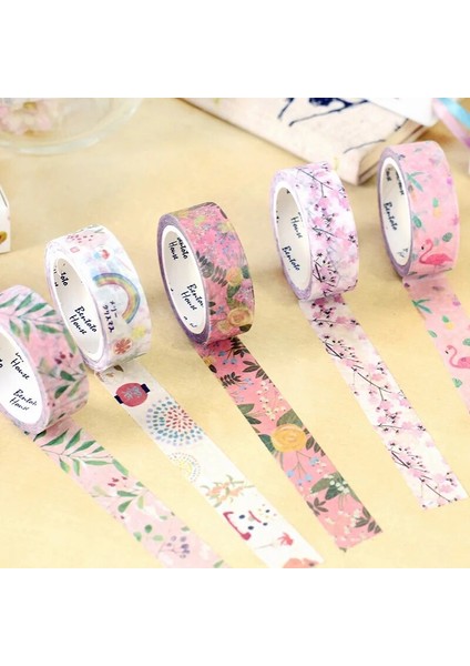 Bifeng Shop No.24 Tarzı Romantik Kiraz Çiçeği Dekorasyon Washi Bant Dıy Karalama Defteri Sevimli Çiçek Tüy Etiket Kawaii Maskeleme Bandı Okul (Yurt Dışından)