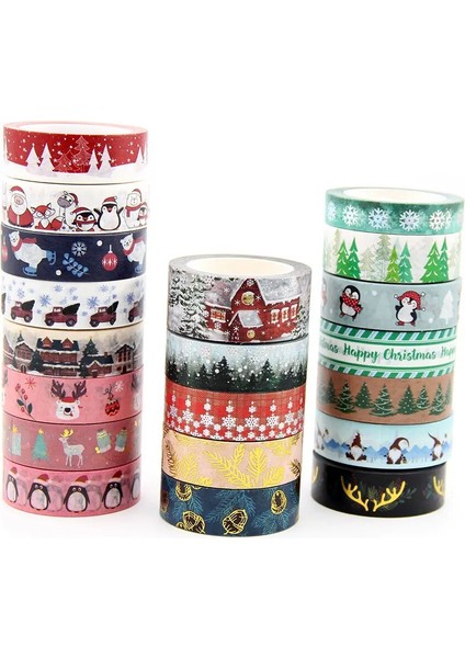 B392 Stili 2021 Yeni M Merry Christmas Kar Geyik Ağacı Çiçekler Dekoratif Washi Bant Dıy Scrapbooking Maskeleme Bandı Okul Ofis Tedarik (Yurt Dışından)
