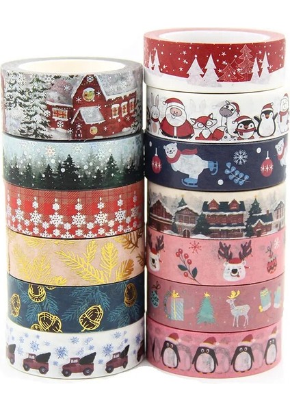 B392 Stili 2021 Yeni M Merry Christmas Kar Geyik Ağacı Çiçekler Dekoratif Washi Bant Dıy Scrapbooking Maskeleme Bandı Okul Ofis Tedarik (Yurt Dışından)